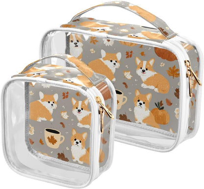 Clear Makeup Bag Approved Clear Travel Toiletry Bag with Zipper Waterproof Organizer Bags Transparent Cosmetic Pouch Traveling 2Pack Tile Color - Colors B