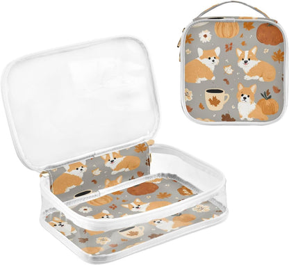 Clear Makeup Bag Approved Clear Travel Toiletry Bag with Zipper Waterproof Organizer Bags Transparent Cosmetic Pouch Traveling 2Pack Tile Color - Colors B