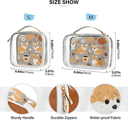 Clear Makeup Bag Approved Clear Travel Toiletry Bag with Zipper Waterproof Organizer Bags Transparent Cosmetic Pouch Traveling 2Pack Tile Color - Colors B