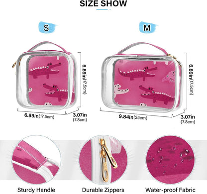 Clear Makeup Bag Approved Clear Travel Toiletry Bag with Zipper Waterproof Organizer Bags Transparent Cosmetic Pouch Traveling 2Pack Tile Color - Colors B