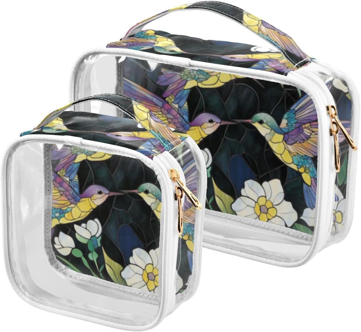 Clear Makeup Bag Approved Clear Travel Toiletry Bag with Zipper Waterproof Organizer Bags Transparent Cosmetic Pouch Traveling 2Pack Tile Color - Colors B