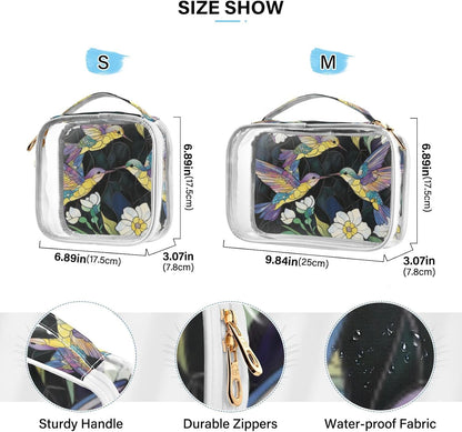 Clear Makeup Bag Approved Clear Travel Toiletry Bag with Zipper Waterproof Organizer Bags Transparent Cosmetic Pouch Traveling 2Pack Tile Color - Colors B