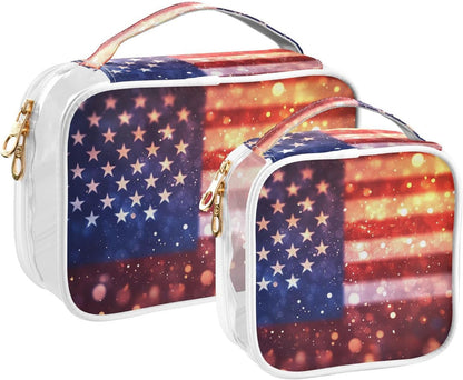 Clear Makeup Bag Approved Clear Travel Toiletry Bag with Zipper Waterproof Organizer Bags Transparent Cosmetic Pouch Traveling 2Pack Tile Color - Colors B
