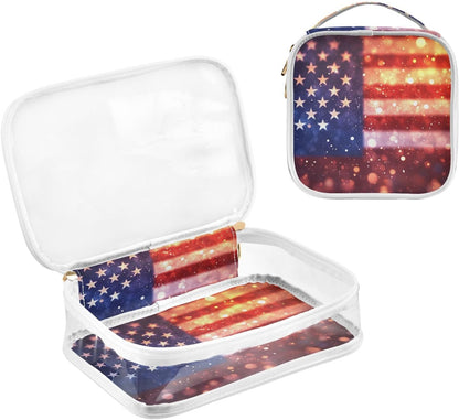 Clear Makeup Bag Approved Clear Travel Toiletry Bag with Zipper Waterproof Organizer Bags Transparent Cosmetic Pouch Traveling 2Pack Tile Color - Colors B