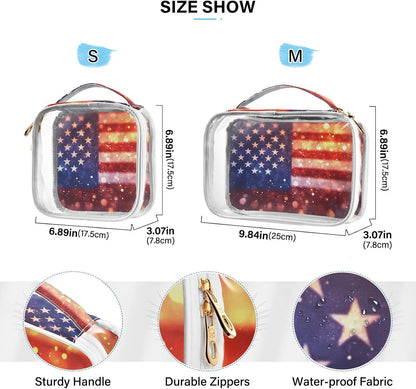 Clear Makeup Bag Approved Clear Travel Toiletry Bag with Zipper Waterproof Organizer Bags Transparent Cosmetic Pouch Traveling 2Pack Tile Color - Colors B