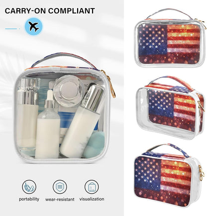 Clear Makeup Bag Approved Clear Travel Toiletry Bag with Zipper Waterproof Organizer Bags Transparent Cosmetic Pouch Traveling 2Pack Tile Color - Colors B