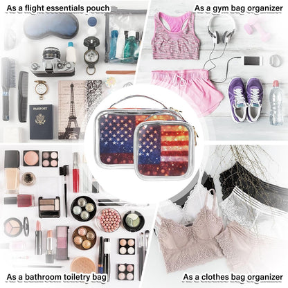 Clear Makeup Bag Approved Clear Travel Toiletry Bag with Zipper Waterproof Organizer Bags Transparent Cosmetic Pouch Traveling 2Pack Tile Color - Colors B