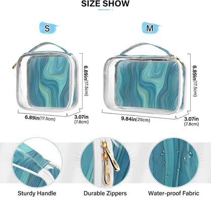 Clear Makeup Bag Approved Clear Travel Toiletry Bag with Zipper Waterproof Organizer Bags Transparent Cosmetic Pouch Traveling 2Pack Tile Color - Colors B