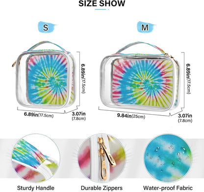 Clear Makeup Bag Approved Clear Travel Toiletry Bag with Zipper Waterproof Organizer Bags Transparent Cosmetic Pouch Traveling 2Pack Tile Color - Colors B