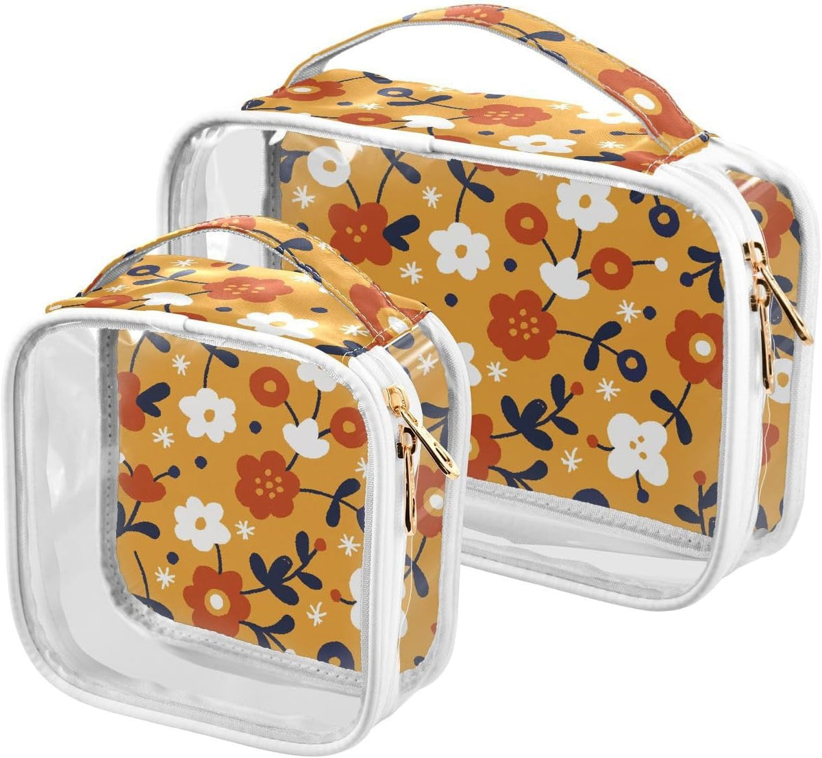 Clear Makeup Bag Approved Clear Travel Toiletry Bag with Zipper Waterproof Organizer Bags Transparent Cosmetic Pouch Traveling 2Pack Tile Color - Colors B
