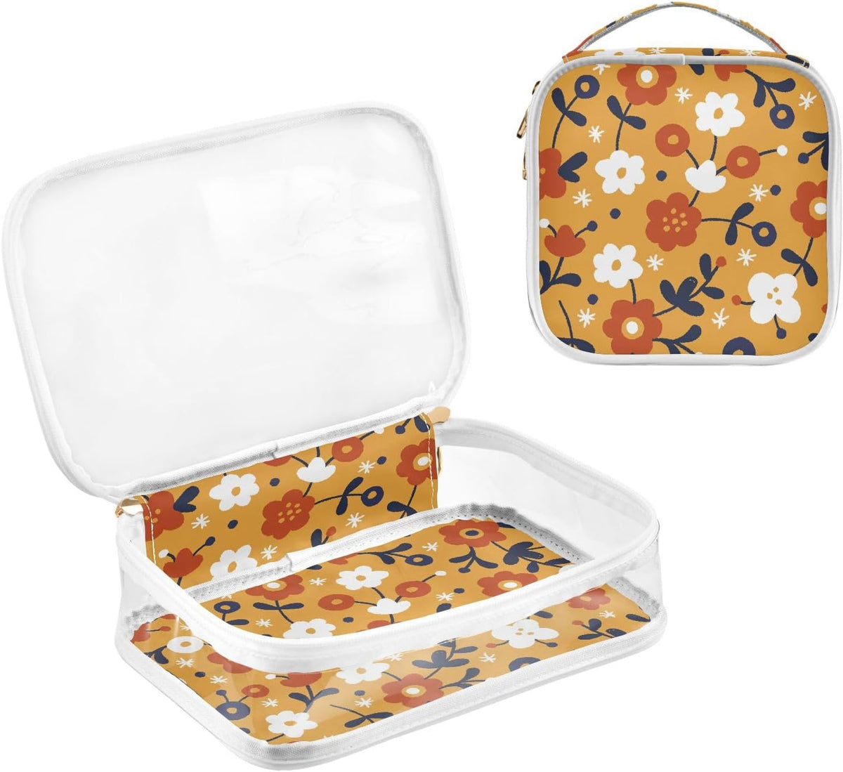 Clear Makeup Bag Approved Clear Travel Toiletry Bag with Zipper Waterproof Organizer Bags Transparent Cosmetic Pouch Traveling 2Pack Tile Color - Colors B