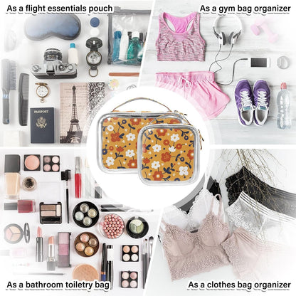 Clear Makeup Bag Approved Clear Travel Toiletry Bag with Zipper Waterproof Organizer Bags Transparent Cosmetic Pouch Traveling 2Pack Tile Color - Colors B