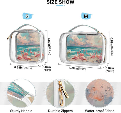 Clear Makeup Bag Approved Clear Travel Toiletry Bag with Zipper Waterproof Organizer Bags Transparent Cosmetic Pouch Traveling 2Pack Tile Color - Colors B