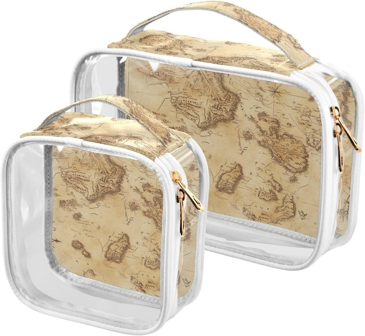 Clear Makeup Bag Approved Clear Travel Toiletry Bag with Zipper Waterproof Organizer Bags Transparent Cosmetic Pouch Traveling 2Pack Tile Color - Colors B
