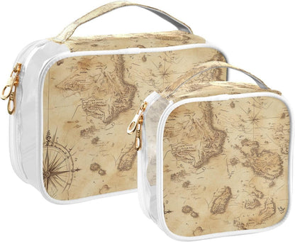 Clear Makeup Bag Approved Clear Travel Toiletry Bag with Zipper Waterproof Organizer Bags Transparent Cosmetic Pouch Traveling 2Pack Tile Color - Colors B