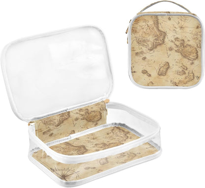Clear Makeup Bag Approved Clear Travel Toiletry Bag with Zipper Waterproof Organizer Bags Transparent Cosmetic Pouch Traveling 2Pack Tile Color - Colors B
