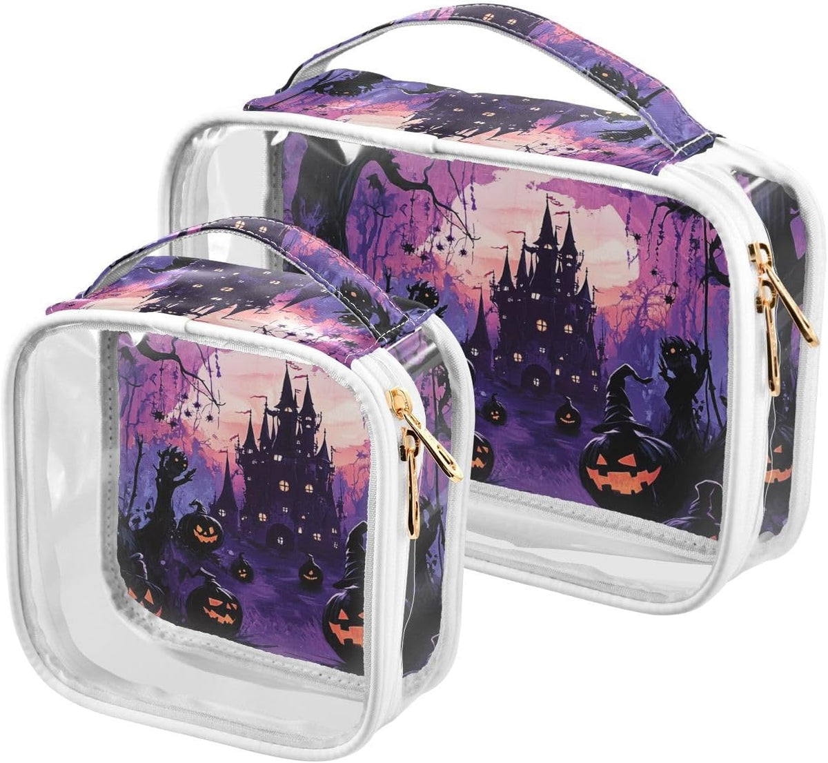 Clear Makeup Bag Approved Clear Travel Toiletry Bag with Zipper Waterproof Organizer Bags Transparent Cosmetic Pouch Traveling 2Pack Tile Color - Colors B