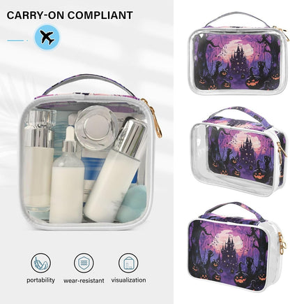 Clear Makeup Bag Approved Clear Travel Toiletry Bag with Zipper Waterproof Organizer Bags Transparent Cosmetic Pouch Traveling 2Pack Tile Color - Colors B