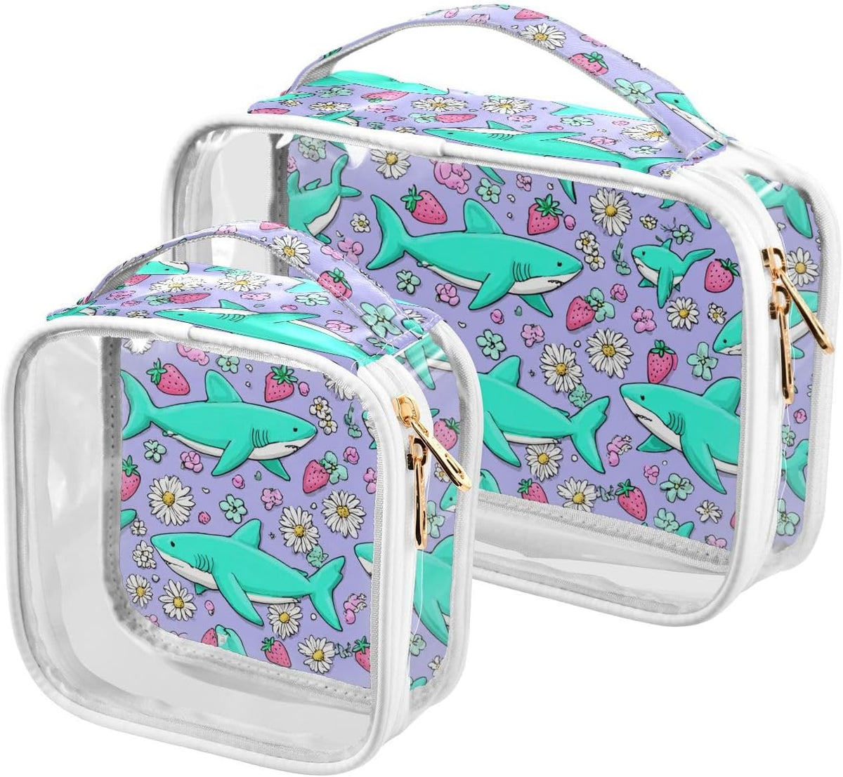Clear Makeup Bag Approved Clear Travel Toiletry Bag with Zipper Waterproof Organizer Bags Transparent Cosmetic Pouch Traveling 2Pack Tile Color - Colors B