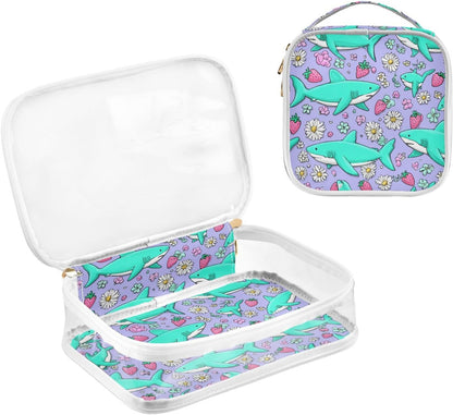 Clear Makeup Bag Approved Clear Travel Toiletry Bag with Zipper Waterproof Organizer Bags Transparent Cosmetic Pouch Traveling 2Pack Tile Color - Colors B