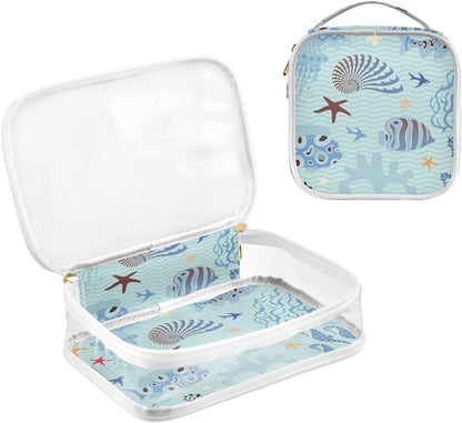 Clear Makeup Bag Approved Clear Travel Toiletry Bag with Zipper Waterproof Organizer Bags Transparent Cosmetic Pouch Traveling 2Pack Tile Color - Colors B