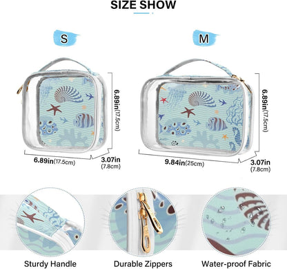 Clear Makeup Bag Approved Clear Travel Toiletry Bag with Zipper Waterproof Organizer Bags Transparent Cosmetic Pouch Traveling 2Pack Tile Color - Colors B