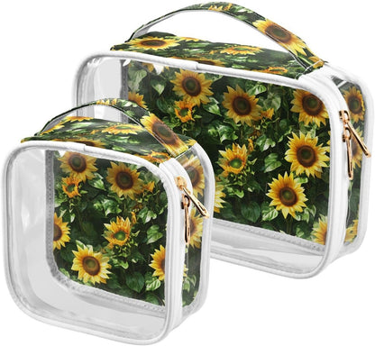 Clear Makeup Bag Approved Clear Travel Toiletry Bag with Zipper Waterproof Organizer Bags Transparent Cosmetic Pouch Traveling 2Pack Tile Color - Colors B