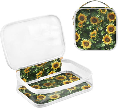 Clear Makeup Bag Approved Clear Travel Toiletry Bag with Zipper Waterproof Organizer Bags Transparent Cosmetic Pouch Traveling 2Pack Tile Color - Colors B