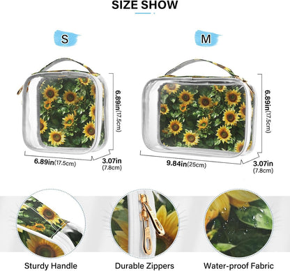 Clear Makeup Bag Approved Clear Travel Toiletry Bag with Zipper Waterproof Organizer Bags Transparent Cosmetic Pouch Traveling 2Pack Tile Color - Colors B