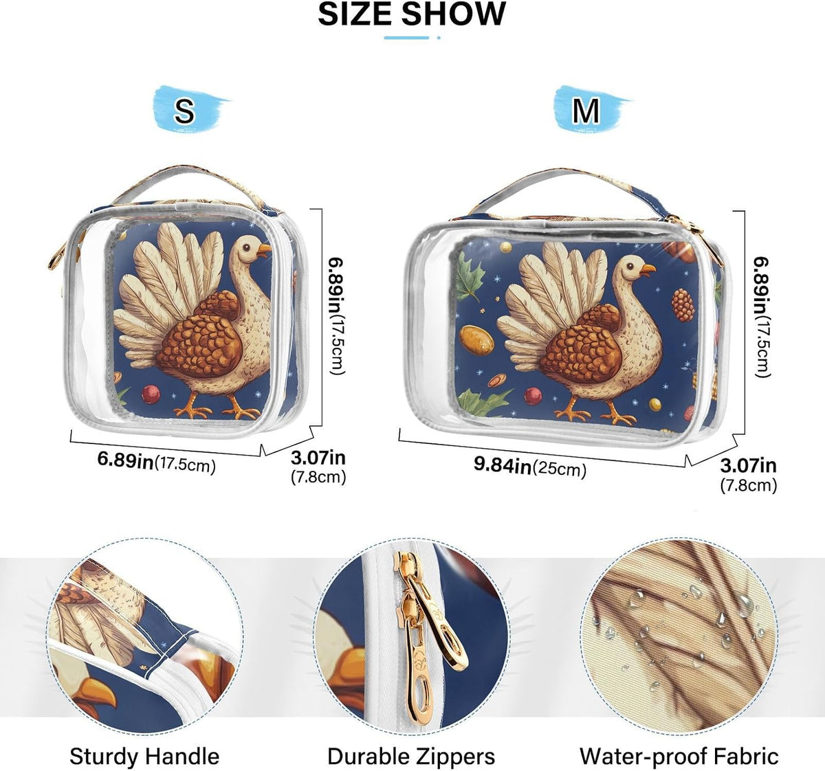 Clear Makeup Bag Approved Clear Travel Toiletry Bag with Zipper Waterproof Organizer Bags Transparent Cosmetic Pouch Traveling 2Pack Tile Color - Colors B