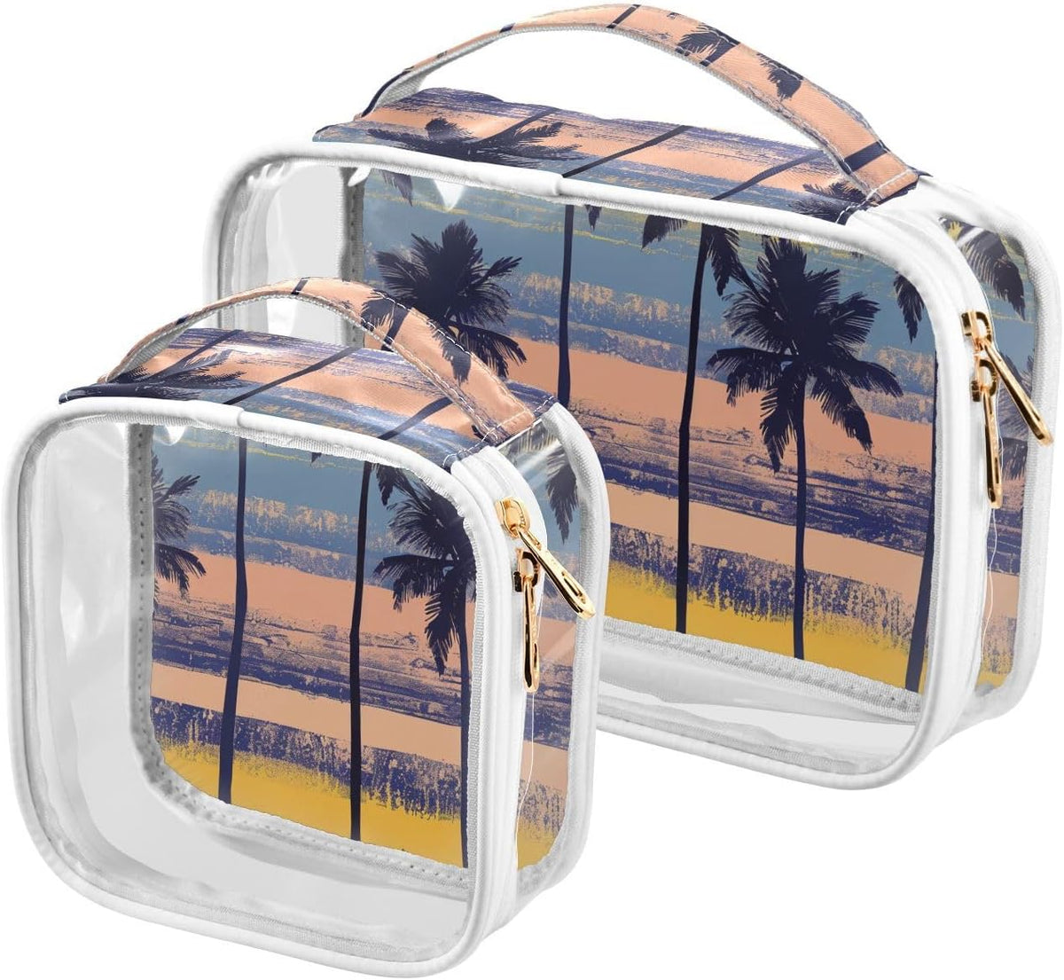 Clear Makeup Bag Approved Clear Travel Toiletry Bag with Zipper Waterproof Organizer Bags Transparent Cosmetic Pouch Traveling 2Pack Tile Color - Colors B