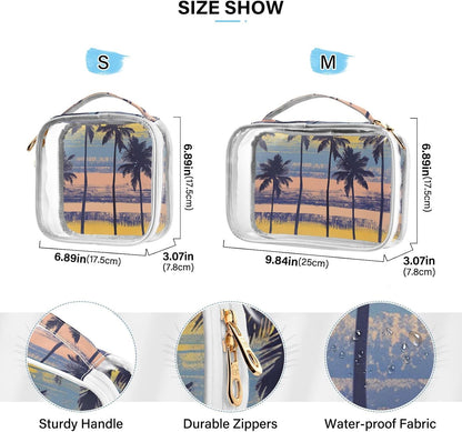 Clear Makeup Bag Approved Clear Travel Toiletry Bag with Zipper Waterproof Organizer Bags Transparent Cosmetic Pouch Traveling 2Pack Tile Color - Colors B