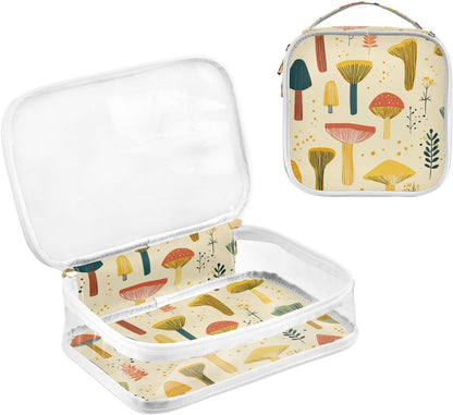 Clear Makeup Bag Approved Clear Travel Toiletry Bag with Zipper Waterproof Organizer Bags Transparent Cosmetic Pouch Traveling 2Pack Tile Color - Colors B
