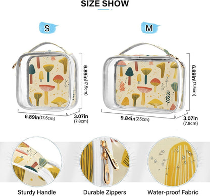 Clear Makeup Bag Approved Clear Travel Toiletry Bag with Zipper Waterproof Organizer Bags Transparent Cosmetic Pouch Traveling 2Pack Tile Color - Colors B