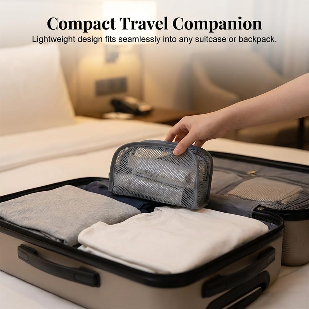 Standing Toiletry Bag, 2026 New Lightweight Foldable Travel Toiletry Bag, Waterproof Mesh Cosmetic Bag for Vacation, Portable Compact Toiletry Organizers for Weekends (White and Pink)