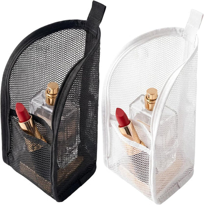 Standing Toiletry Bag, 2026 New Lightweight Foldable Travel Toiletry Bag, Waterproof Mesh Cosmetic Bag for Vacation, Portable Compact Toiletry Organizers for Weekends (White and Pink)