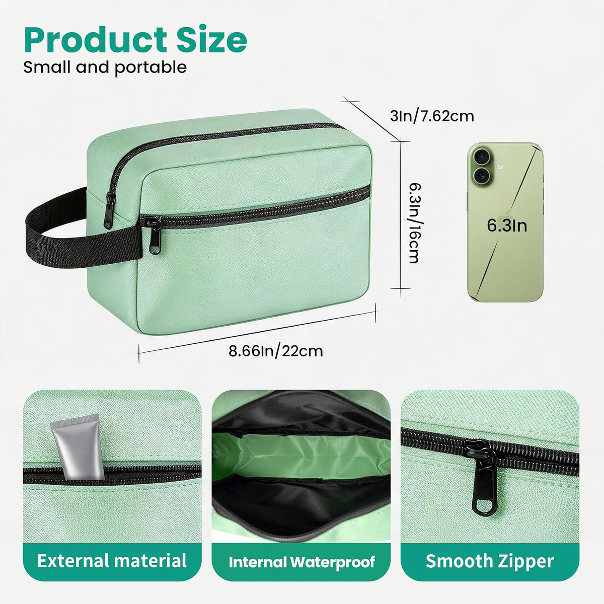 Travel Toiletry bag for Women and Men,Small Cosmetic Bag Hanging Lightweight Makeup Bag Small Tool Bag Travel Organizer accessories for Women Men - Black
