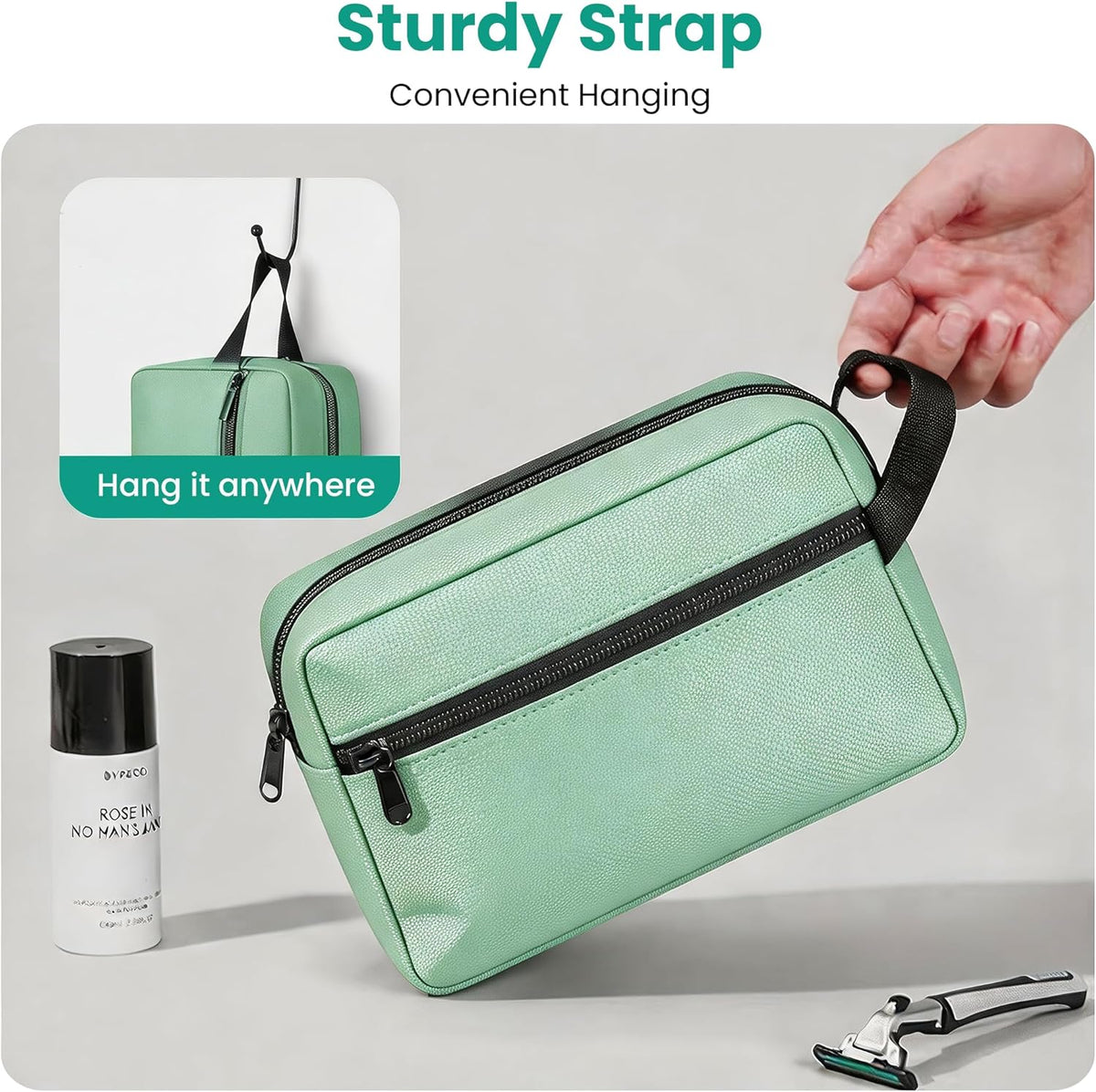 Travel Toiletry bag for Women and Men,Small Cosmetic Bag Hanging Lightweight Makeup Bag Small Tool Bag Travel Organizer accessories for Women Men - Black