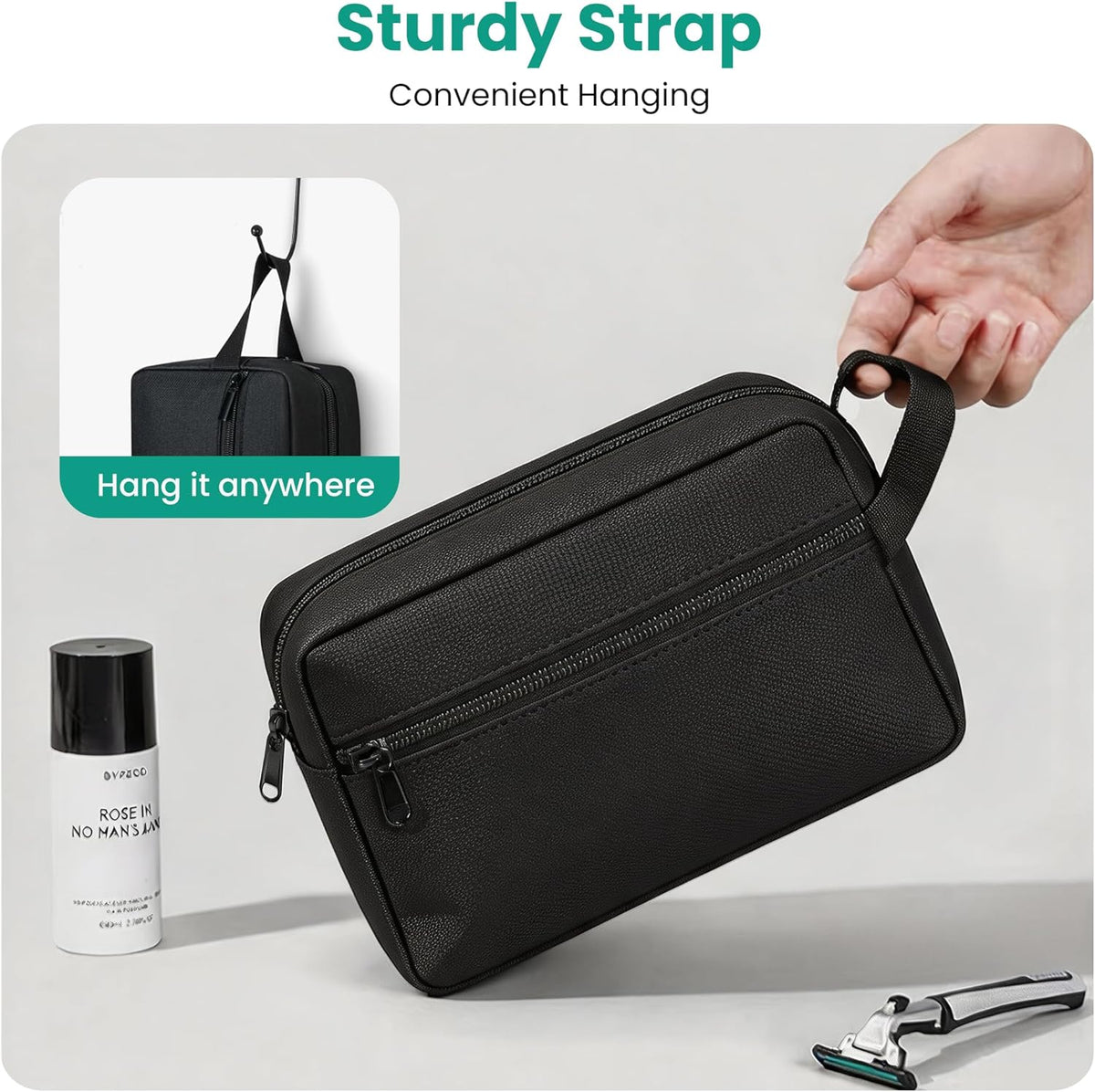 Travel Toiletry bag for Women and Men,Small Cosmetic Bag Hanging Lightweight Makeup Bag Small Tool Bag Travel Organizer accessories for Women Men - Black