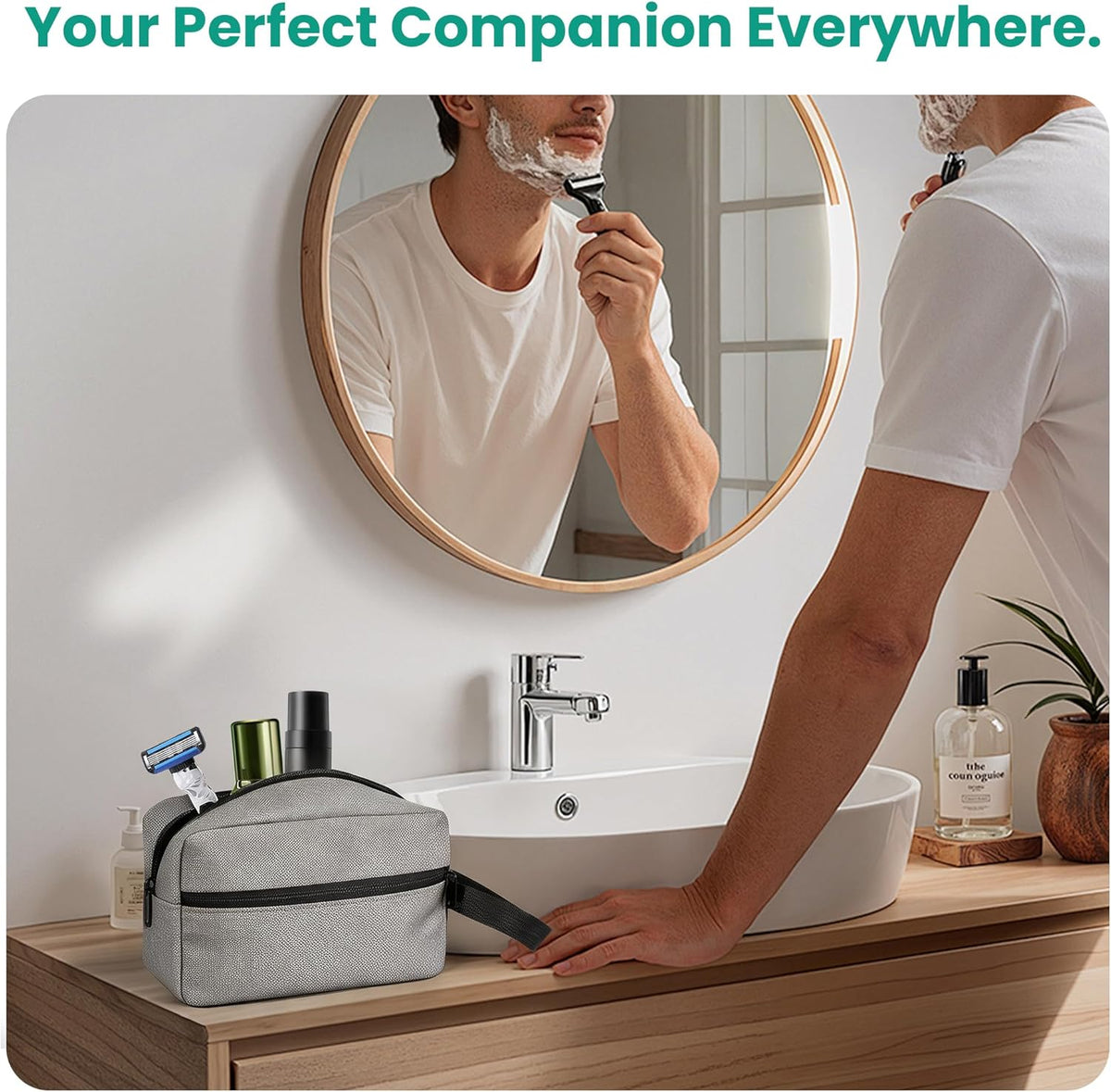 Travel Toiletry bag for Women and Men,Small Cosmetic Bag Hanging Lightweight Makeup Bag Small Tool Bag Travel Organizer accessories for Women Men - Black