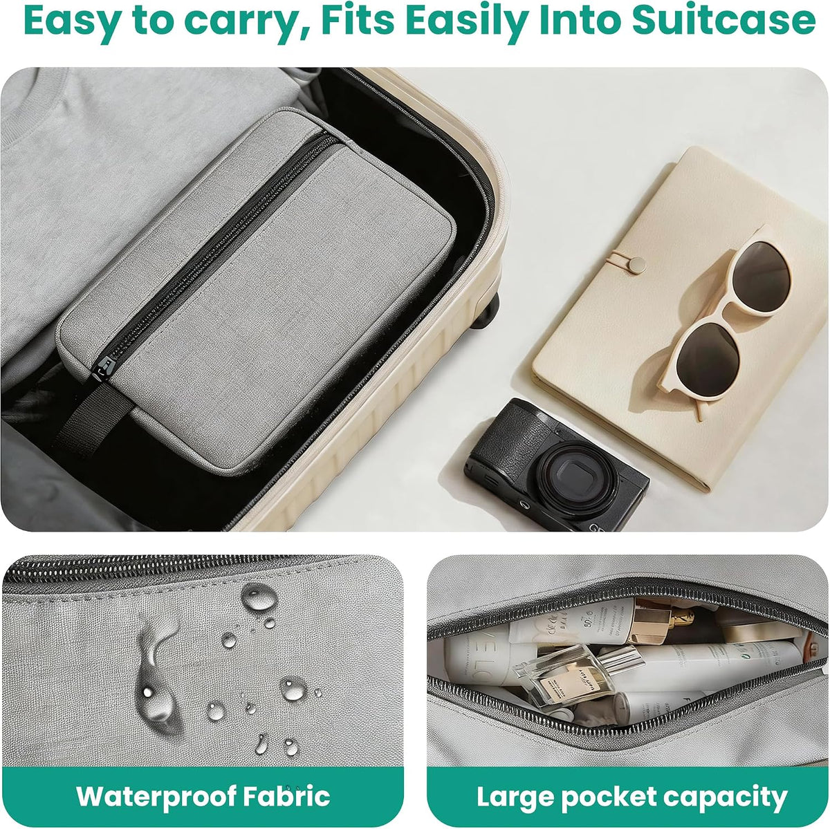 Travel Toiletry bag for Women and Men,Small Cosmetic Bag Hanging Lightweight Makeup Bag Small Tool Bag Travel Organizer accessories for Women Men - Black
