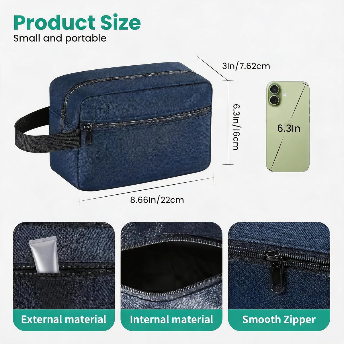 Travel Toiletry bag for Women and Men,Small Cosmetic Bag Hanging Lightweight Makeup Bag Small Tool Bag Travel Organizer accessories for Women Men - Black
