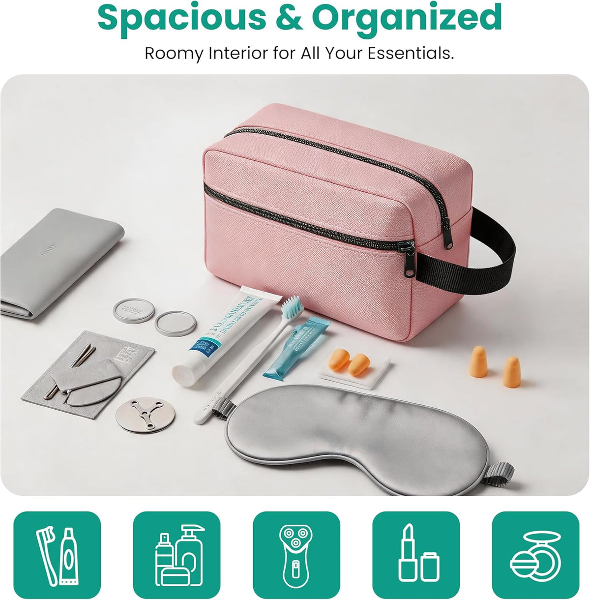 Travel Toiletry bag for Women and Men,Small Cosmetic Bag Hanging Lightweight Makeup Bag Small Tool Bag Travel Organizer accessories for Women Men - Black