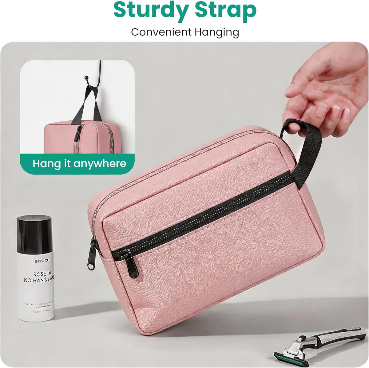 Travel Toiletry bag for Women and Men,Small Cosmetic Bag Hanging Lightweight Makeup Bag Small Tool Bag Travel Organizer accessories for Women Men - Black