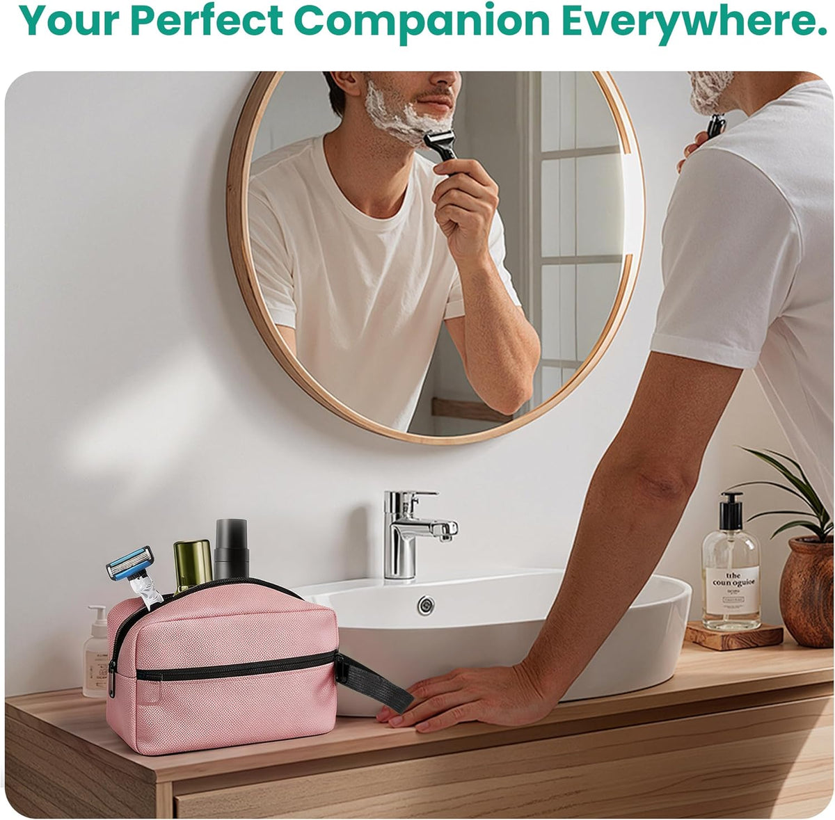 Travel Toiletry bag for Women and Men,Small Cosmetic Bag Hanging Lightweight Makeup Bag Small Tool Bag Travel Organizer accessories for Women Men - Black