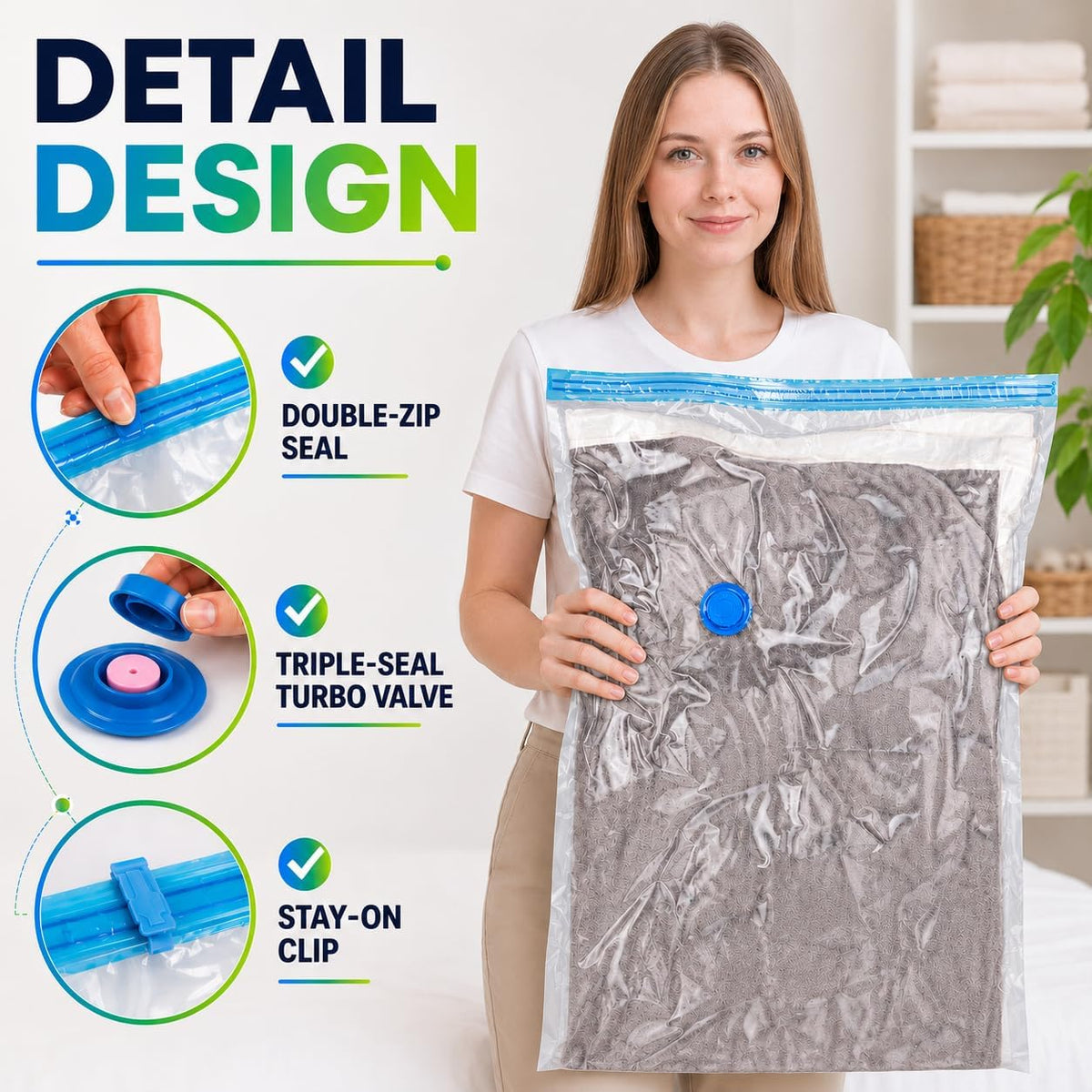 Vacuum Storage Bags,20Pack Vacuum Seal Bags for Clothing,Travel,Clothes,Comforters,Blankets,Pillows-4 Jumbo+4 Large+4 Medium+4 Small+4 Roll Up Space Saving Bag Hand Pump Inclued