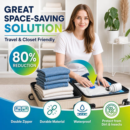 Vacuum Storage Bags,20Pack Vacuum Seal Bags for Clothing,Travel,Clothes,Comforters,Blankets,Pillows-4 Jumbo+4 Large+4 Medium+4 Small+4 Roll Up Space Saving Bag Hand Pump Inclued