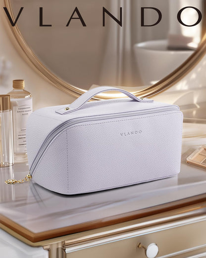 Makeup Bag,Travel Toiletry Bag,Cosmetic Bag for Women PU Leather Portable Make up Bag for Skincare, Brushes & Travel Essentials-Pink