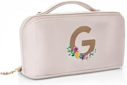 Makeup Bag,Travel Toiletry Bag,Cosmetic Bag for Women PU Leather Portable Make up Bag for Skincare, Brushes & Travel Essentials-Pink