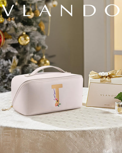 Makeup Bag,Travel Toiletry Bag,Cosmetic Bag for Women PU Leather Portable Make up Bag for Skincare, Brushes & Travel Essentials-Pink